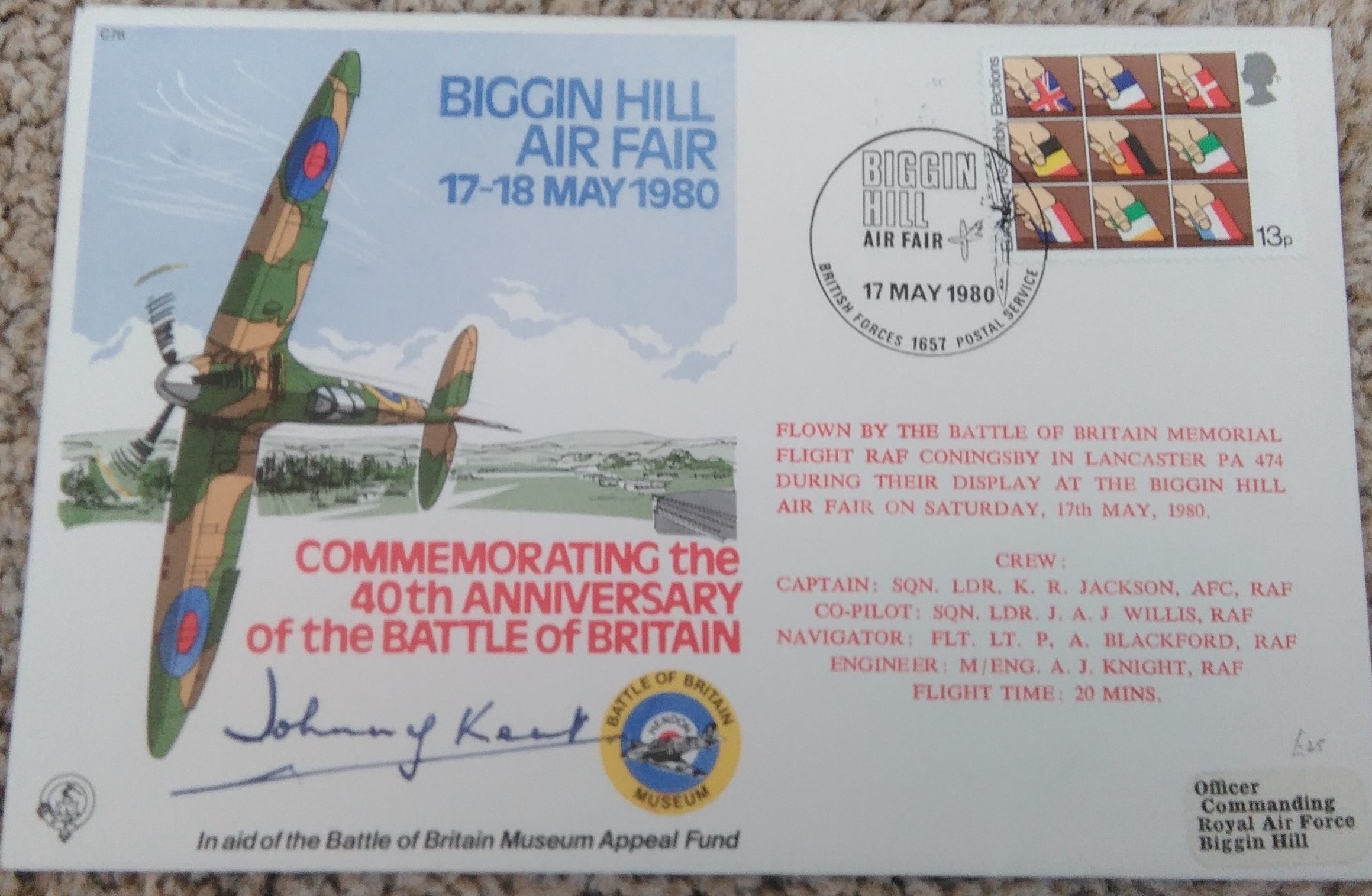 Johnny Kent Signed First Day Cover