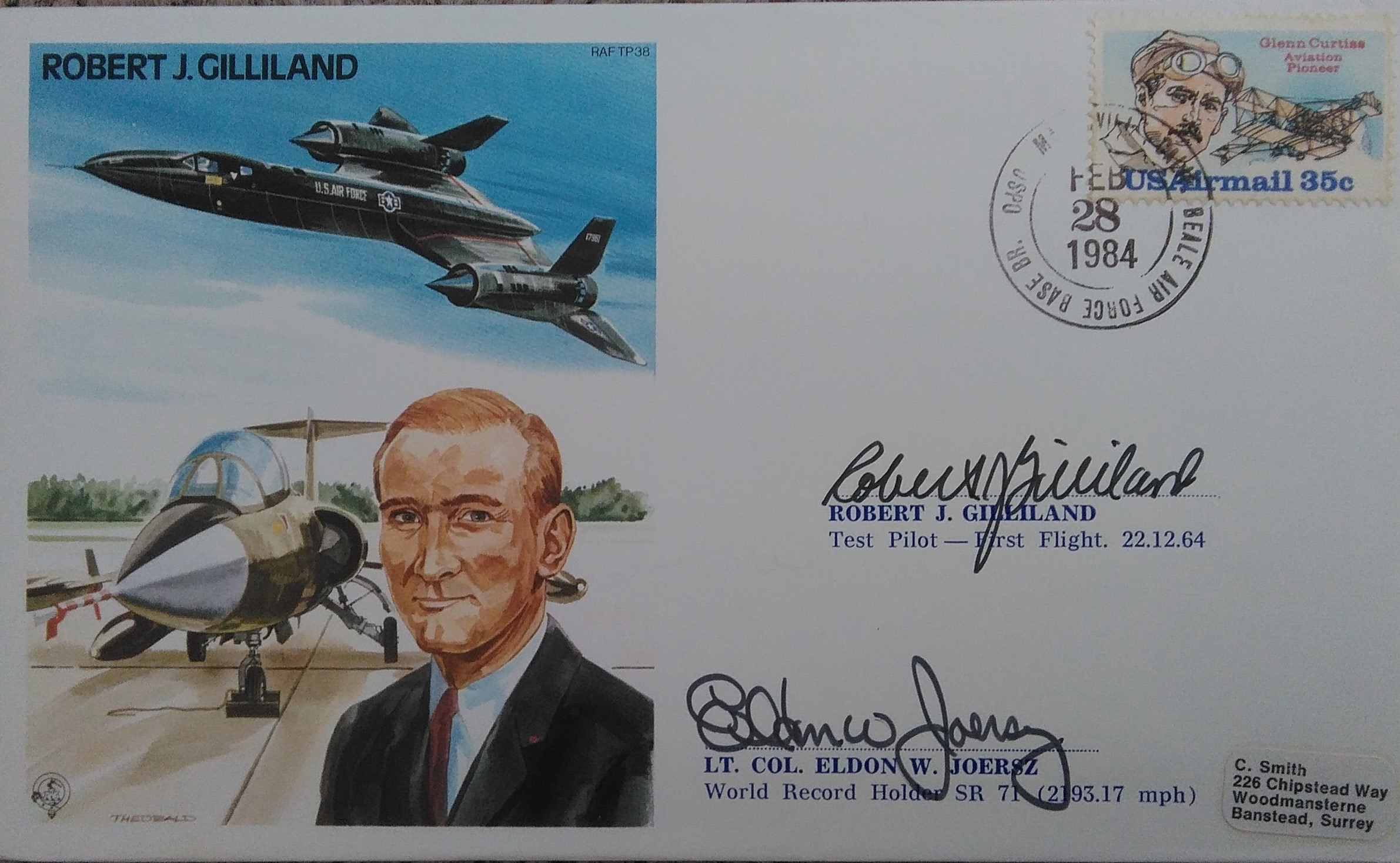 SR71 Test Pilot Signed FDC