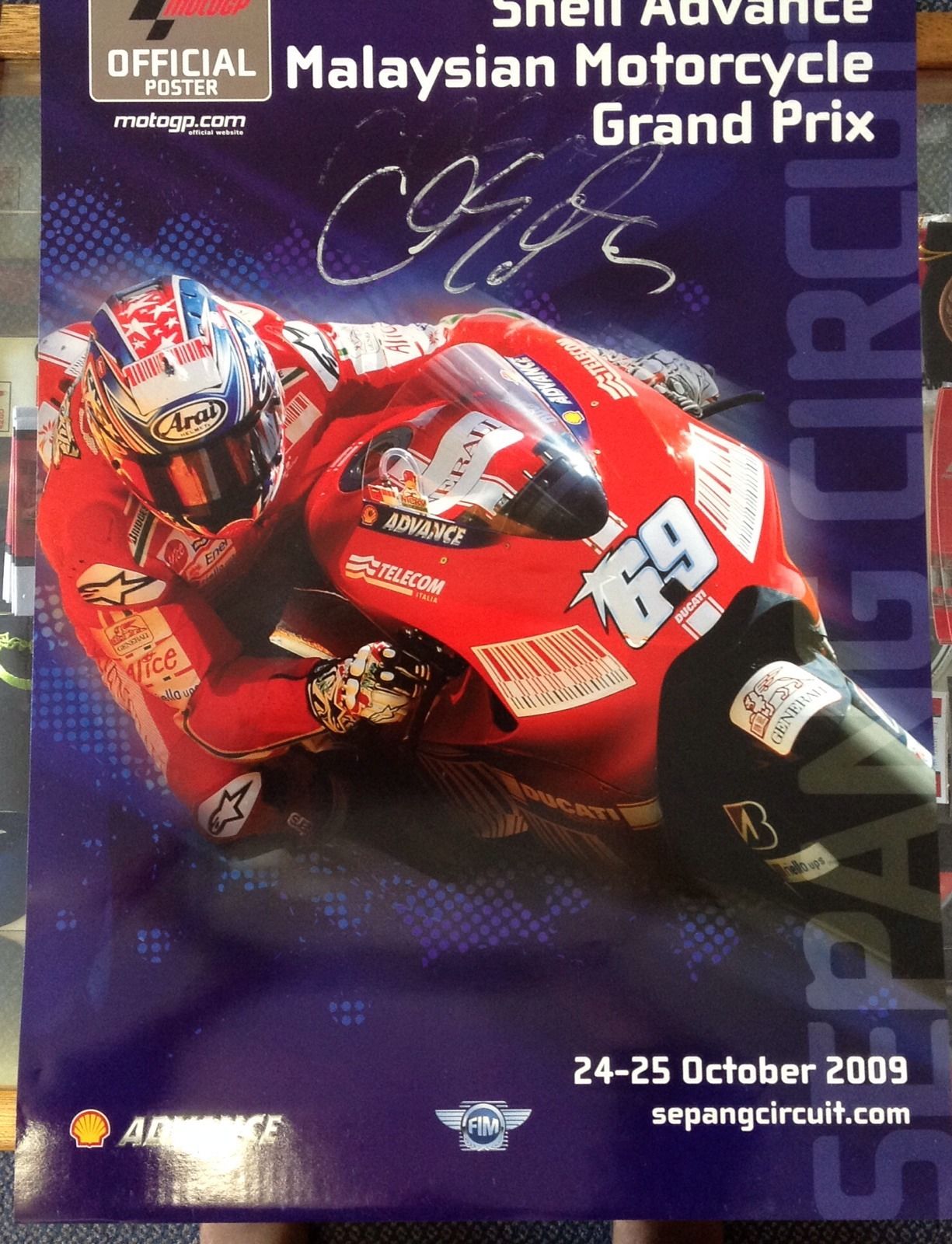 2009 Malaysian Bike GP Poster Signed C.Edwards