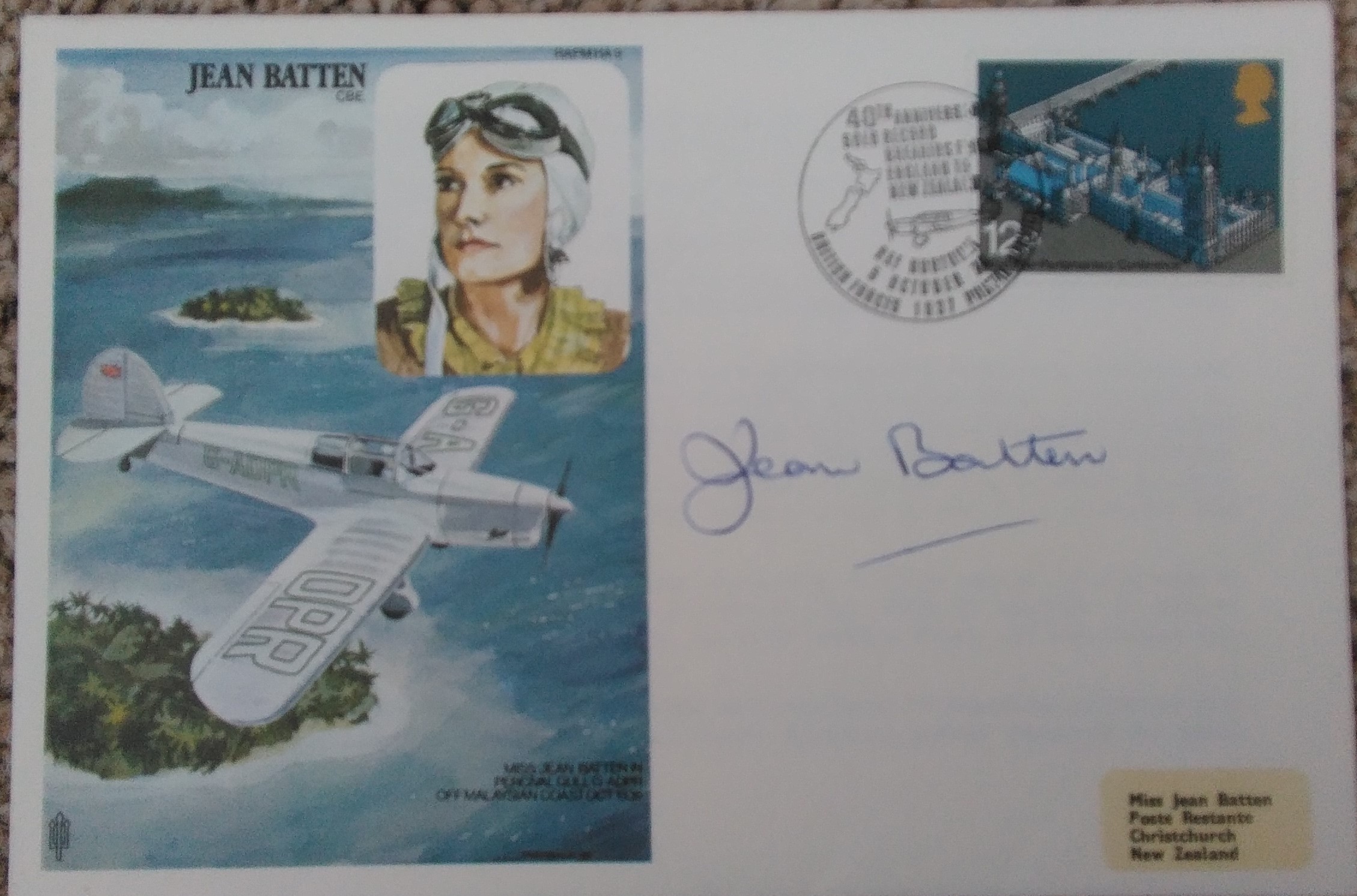 Jean Batten Signed Own FDC