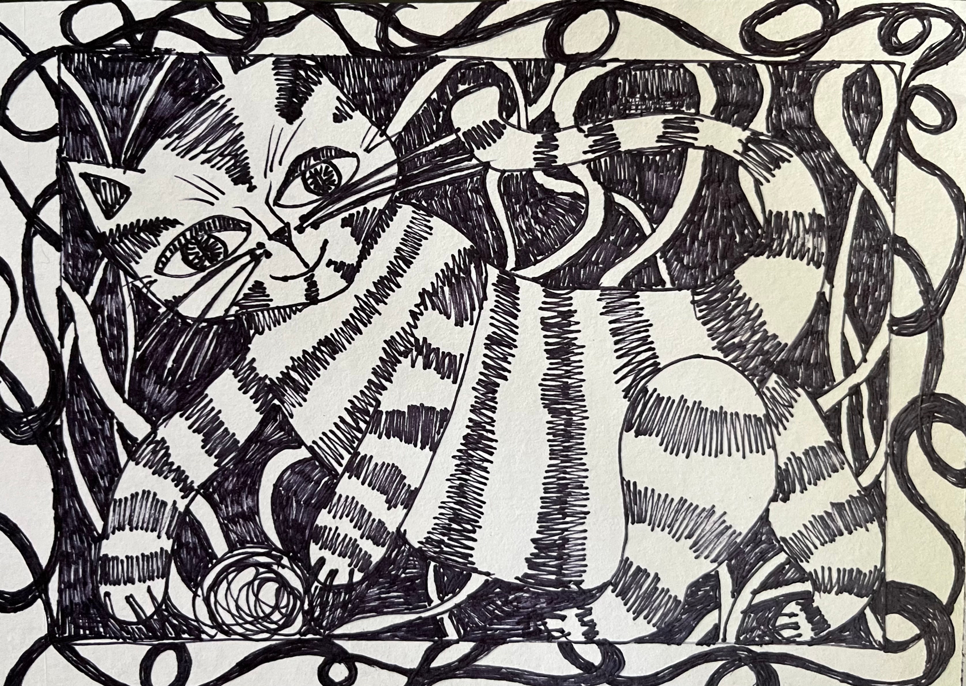 Cat at Play - Linda Zidonik