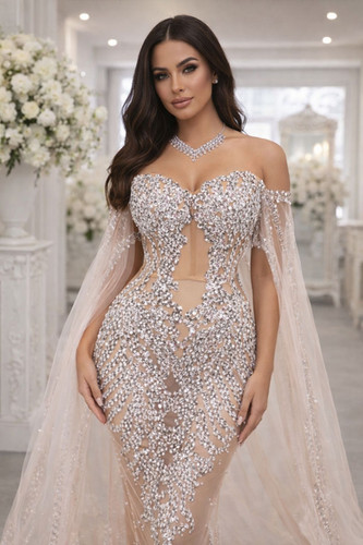 sheer illusion dress White Lace Mermaid Wedding Dress Illusion Off-the-Shoulder Deep V-Neck Long Sheer Sleeves Baroque Vine Lace Cathedral Train