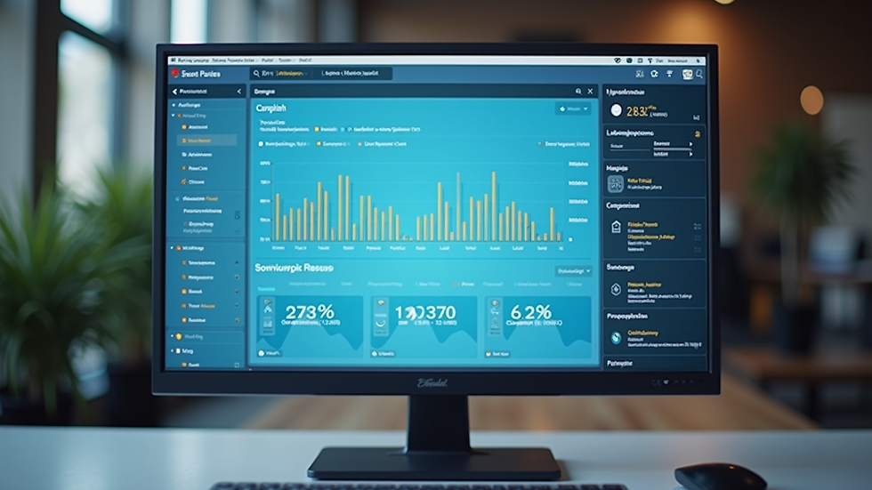 Vista frontal de tela de computador com dashboard Salesforce exibindo métricas de vendas