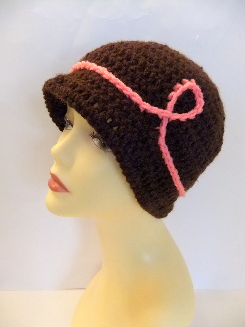 Thumbnail: Chocolate and Pink Cancer Awareness Crochet Hat