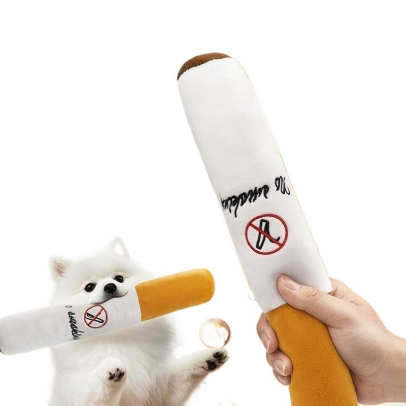 Thumbnail: Funny Pet Toys Cigar Big Smoke Plush Squeak Dog Chew Toy Interactive Molar Chew 