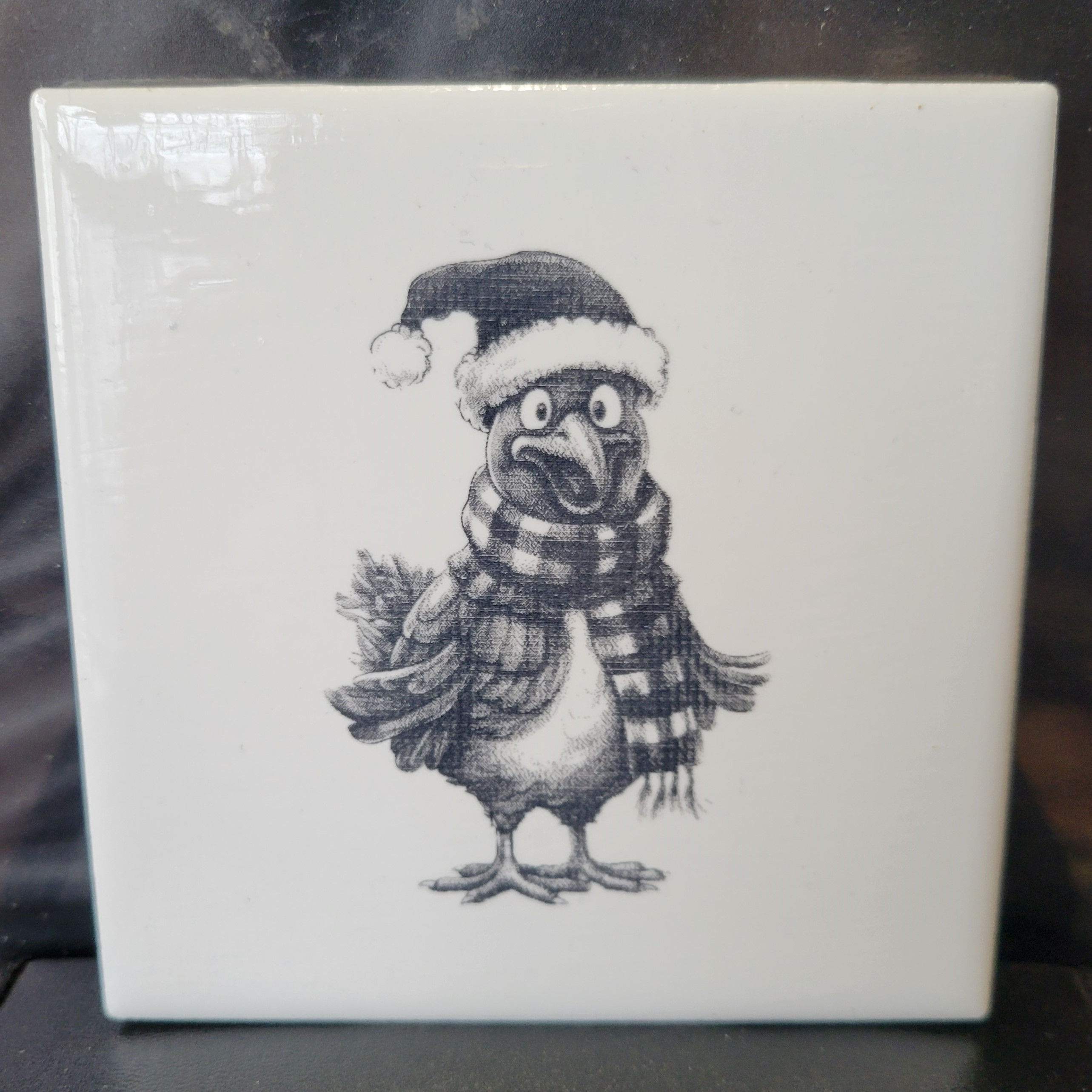 Christmas Chicken Ceramic Tile Coaster