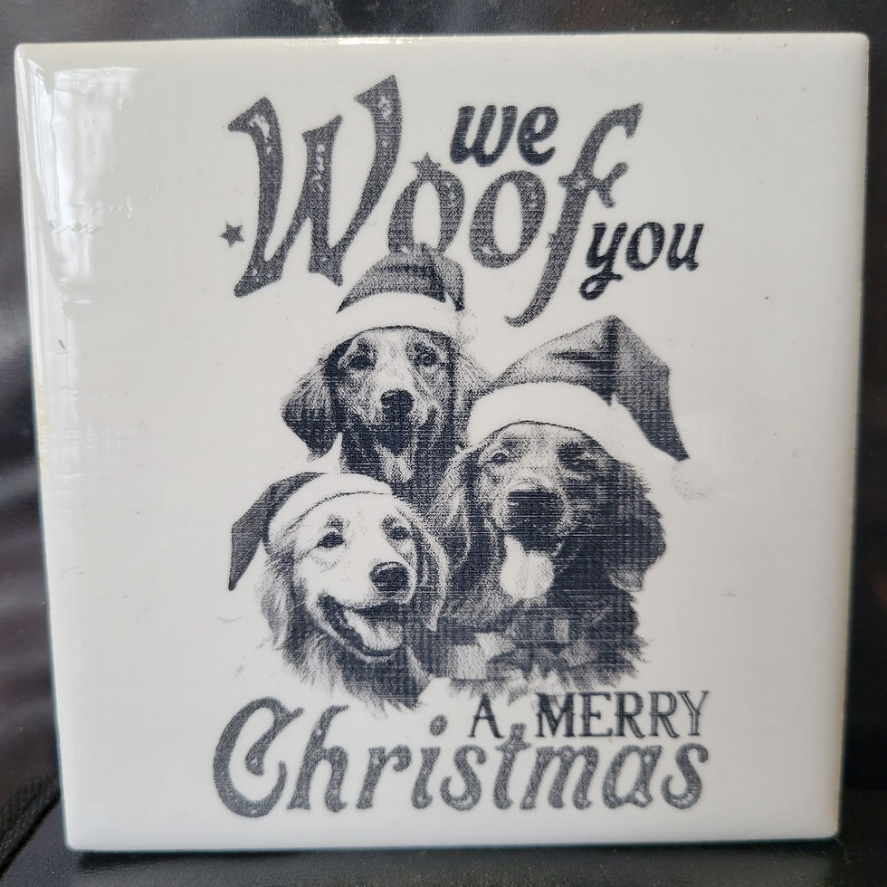 Christmas Dogs Ceramic Tile Coaster