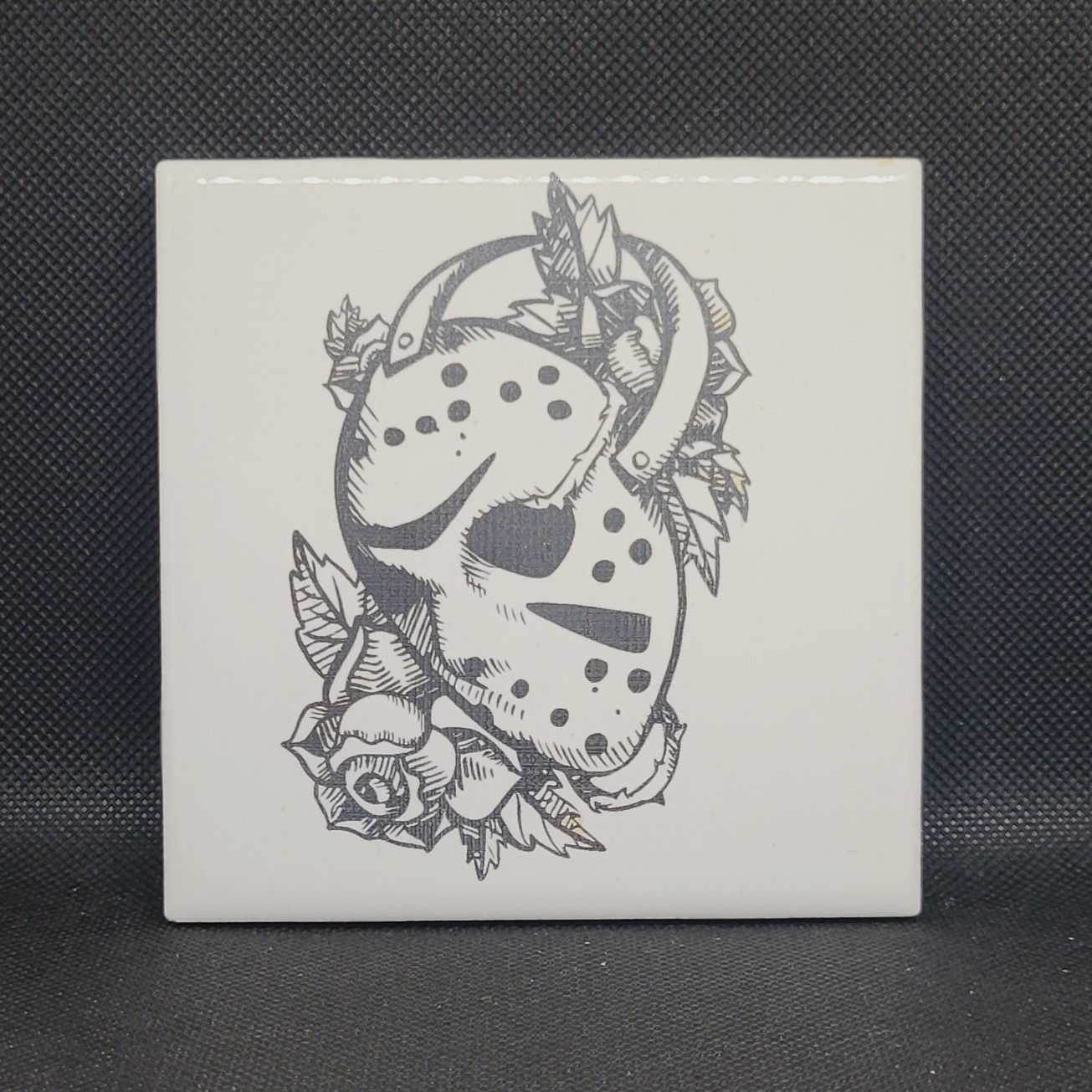 Jason Voorhees Mask Ceramic Tile Coaster