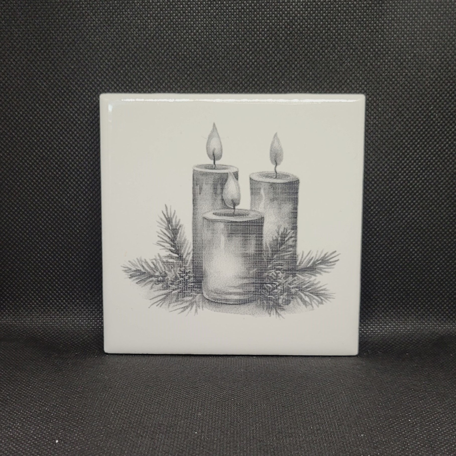 Christmas Candles Ceramic Tile Coaster