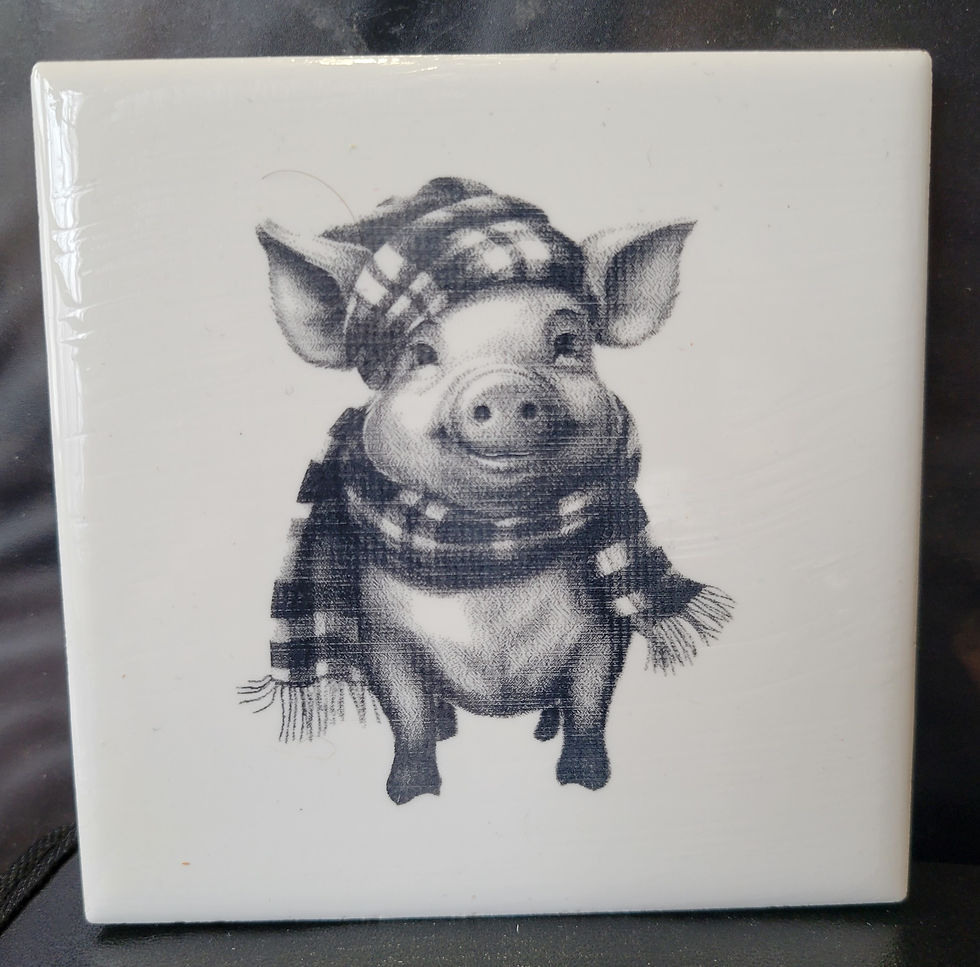 Christmas Pig Ceramic Tile Coaster
