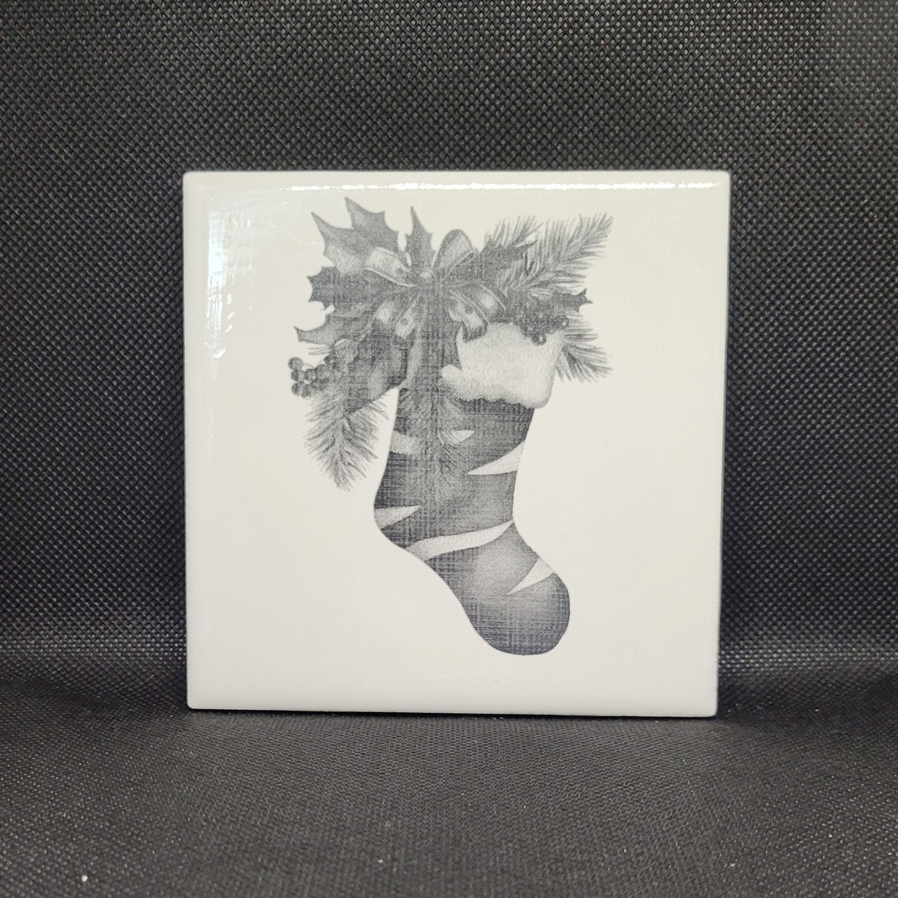 Christmas Stocking Ceramic Tile Coaster