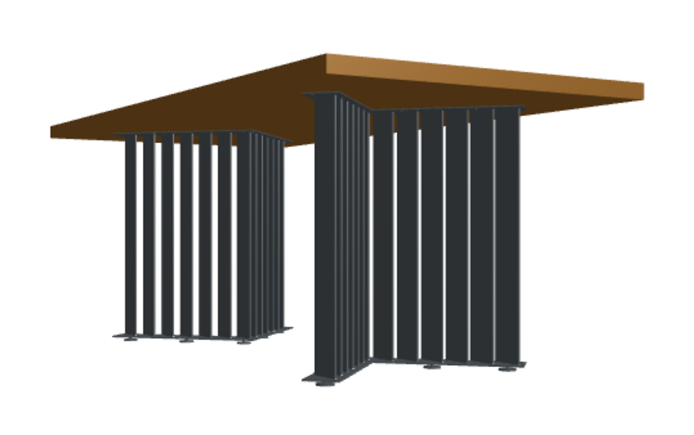Thumbnail: Steel Table Legs with Vertical Slats (Pair)