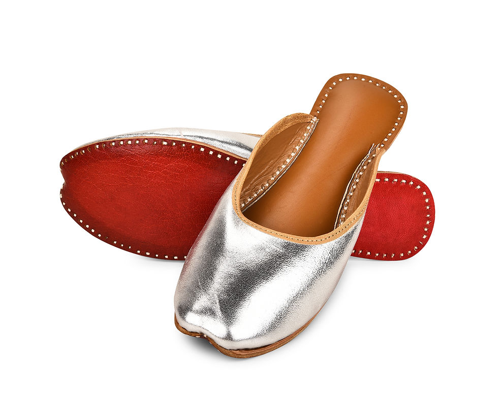 Thumbnail: Metallic Leather Sliders in Gold and Silver