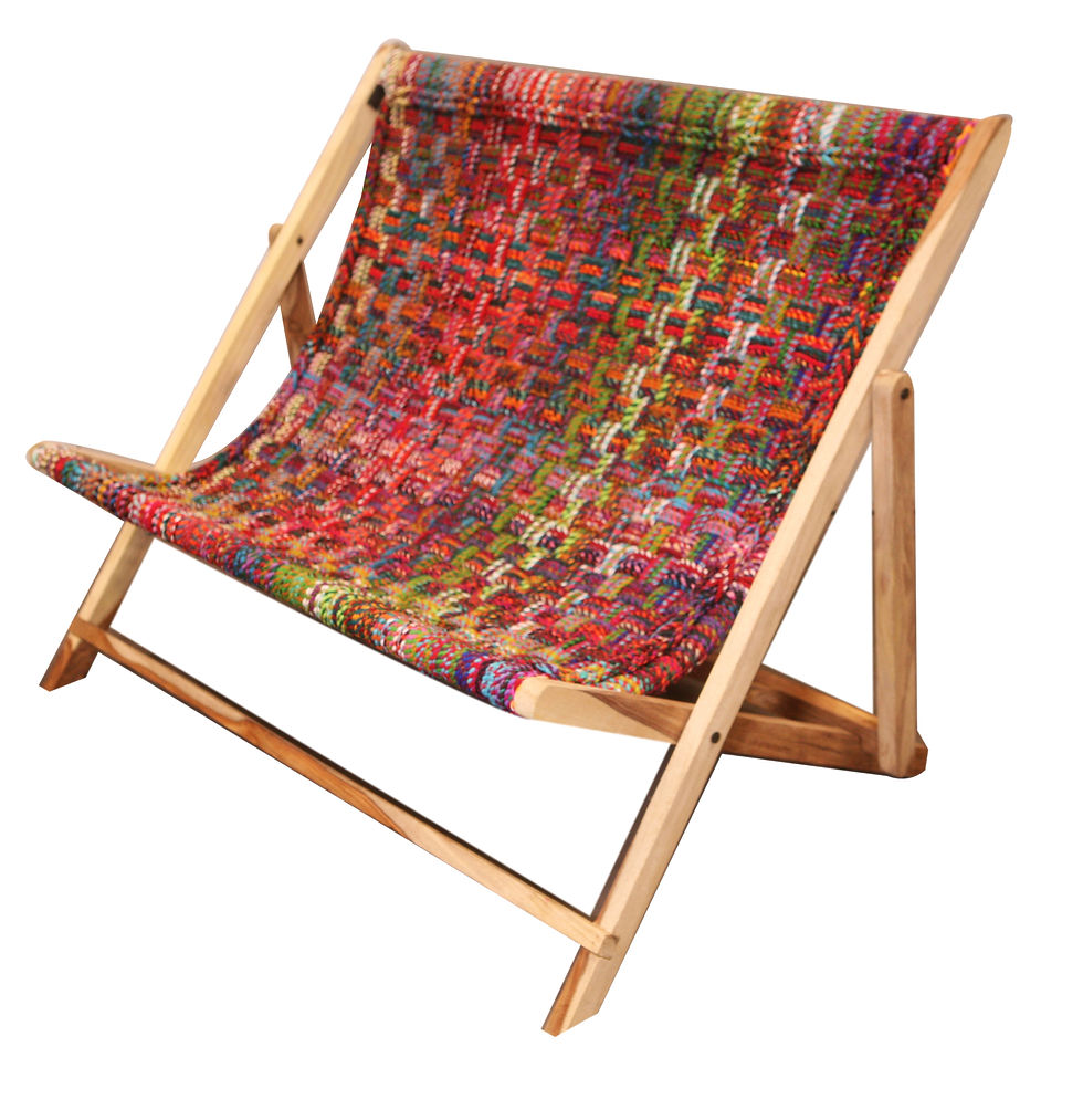 Thumbnail: Wooden Folding Double Deck Chair Silver Plastic