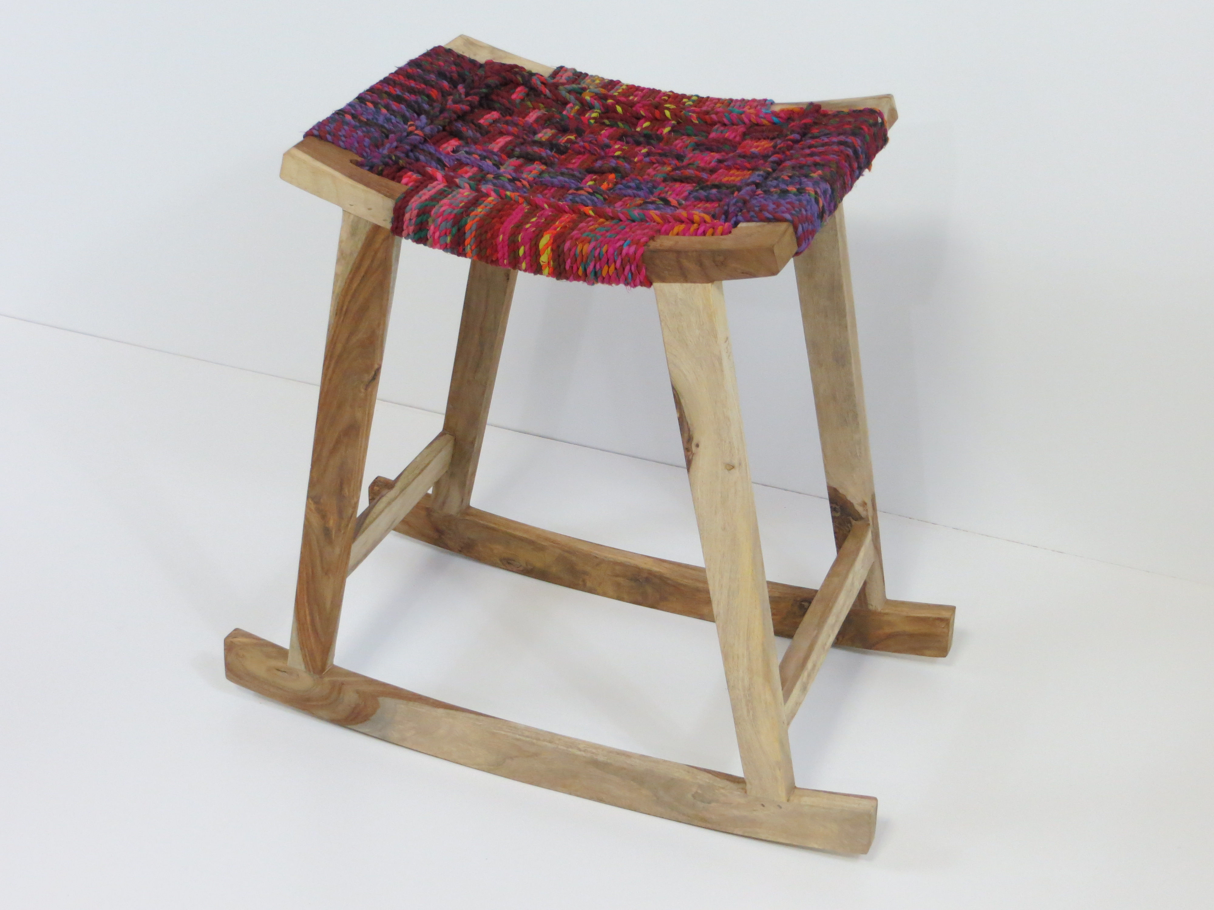 Wooden Rocking Stool Multi Cotton