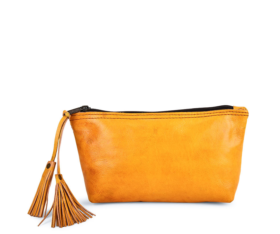 Thumbnail: Leather Plain Pouch With Tassel