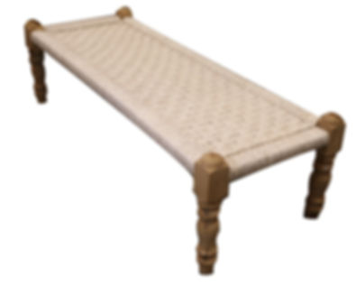 Bench 60"x 20"x 17" WEAVED IN WHITE PLASTIC ROPE