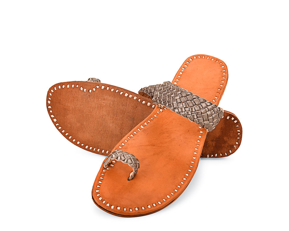 Thumbnail: Woven Strap Leather Sandals