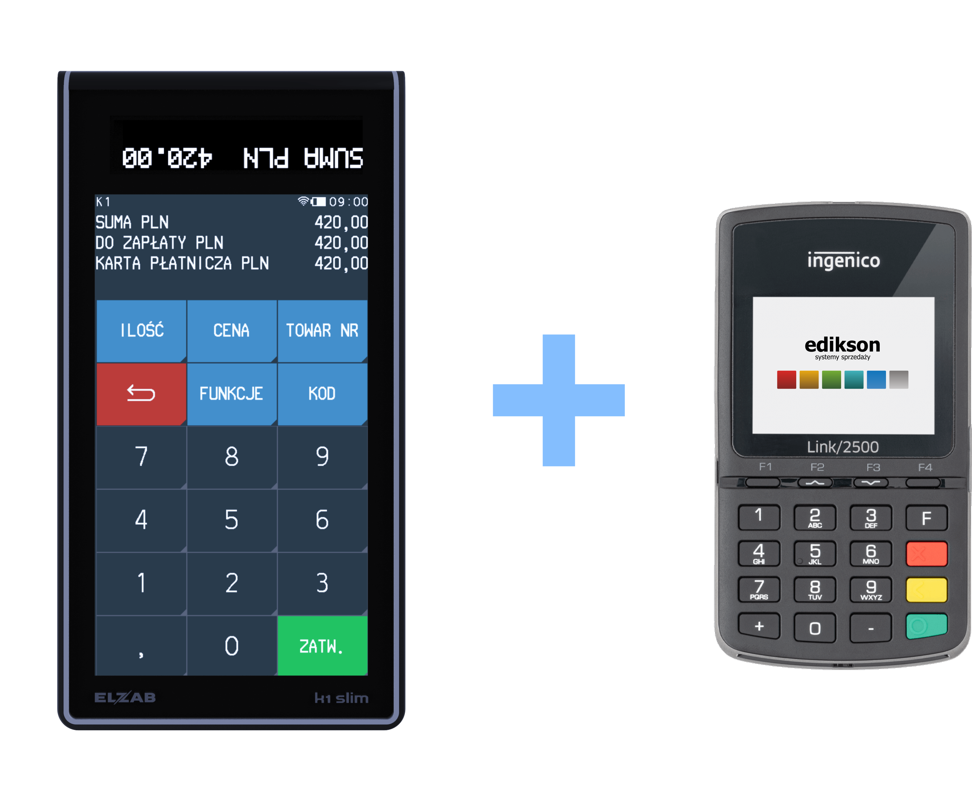 Kasa Elzab K1 Slim Online + Terminal płatniczy Link 2500