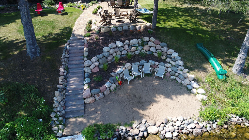 Image of a Natural Stone Retaining Wall Along a Lakeside Property
