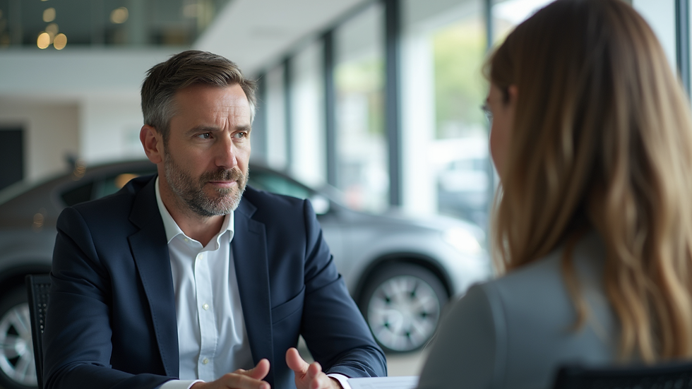 Close-up view of a sales manager coaching a salesperson on closing techniques