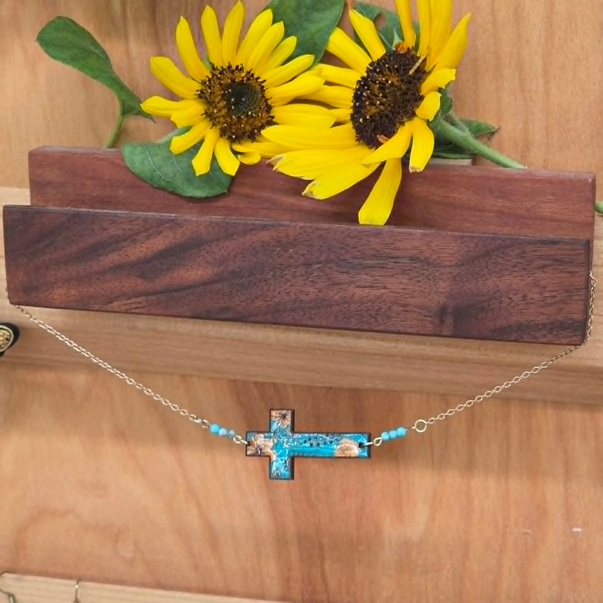 Turquoise Foral Cross