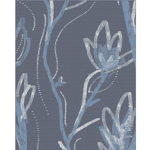 a large floral throw in blue and white 