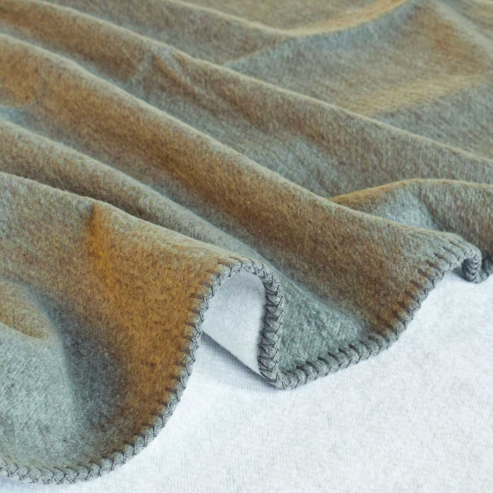 Blocks Standard Recycled Cotton Blend Throw - Moorland Green