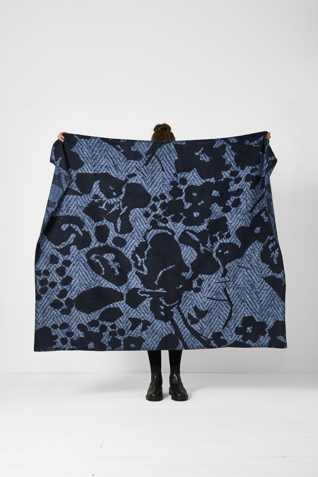 Burnout Standard Recycled Cotton Blend Throw - Denim Blue