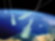 Artist conception of showers of cosmic rays passing through Earth's atmosphere