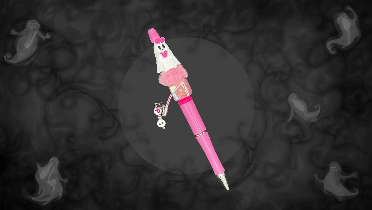 The bow adds a sweet charm to the ghost, making it both spooky and stylish.