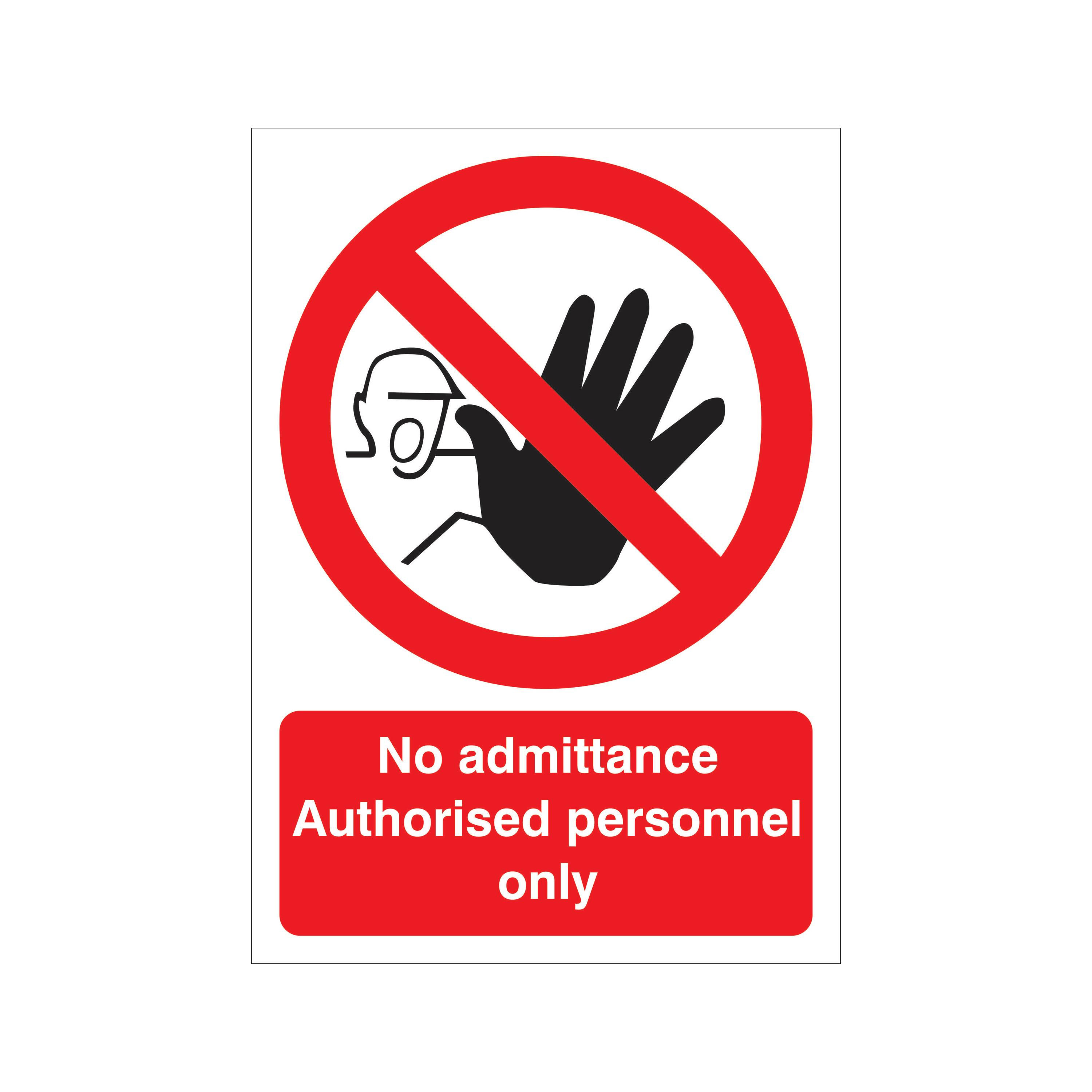 5 Star No Admittance Authorised Personnel Only Sign Self Adhesive Vinyl A5 VP412