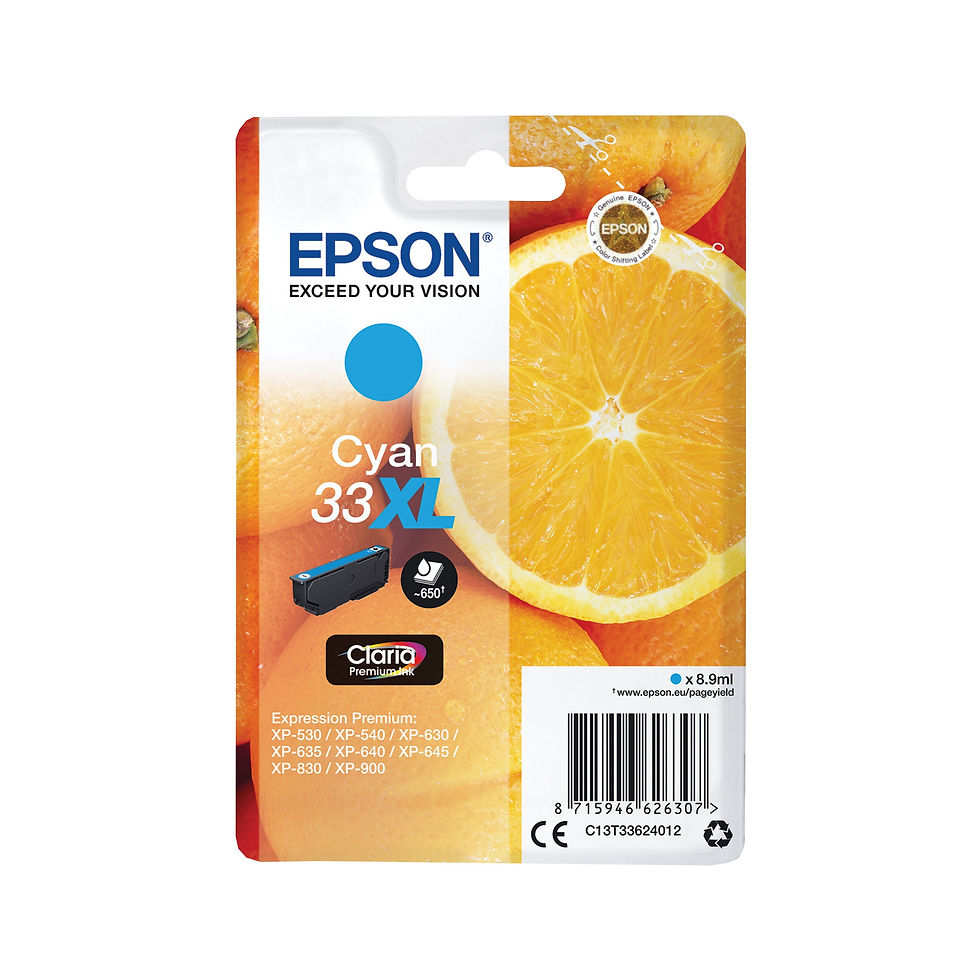 Thumbnail: Epson 33XL Oranges Ink Cartridge High Yield Cyan C13T33624012
