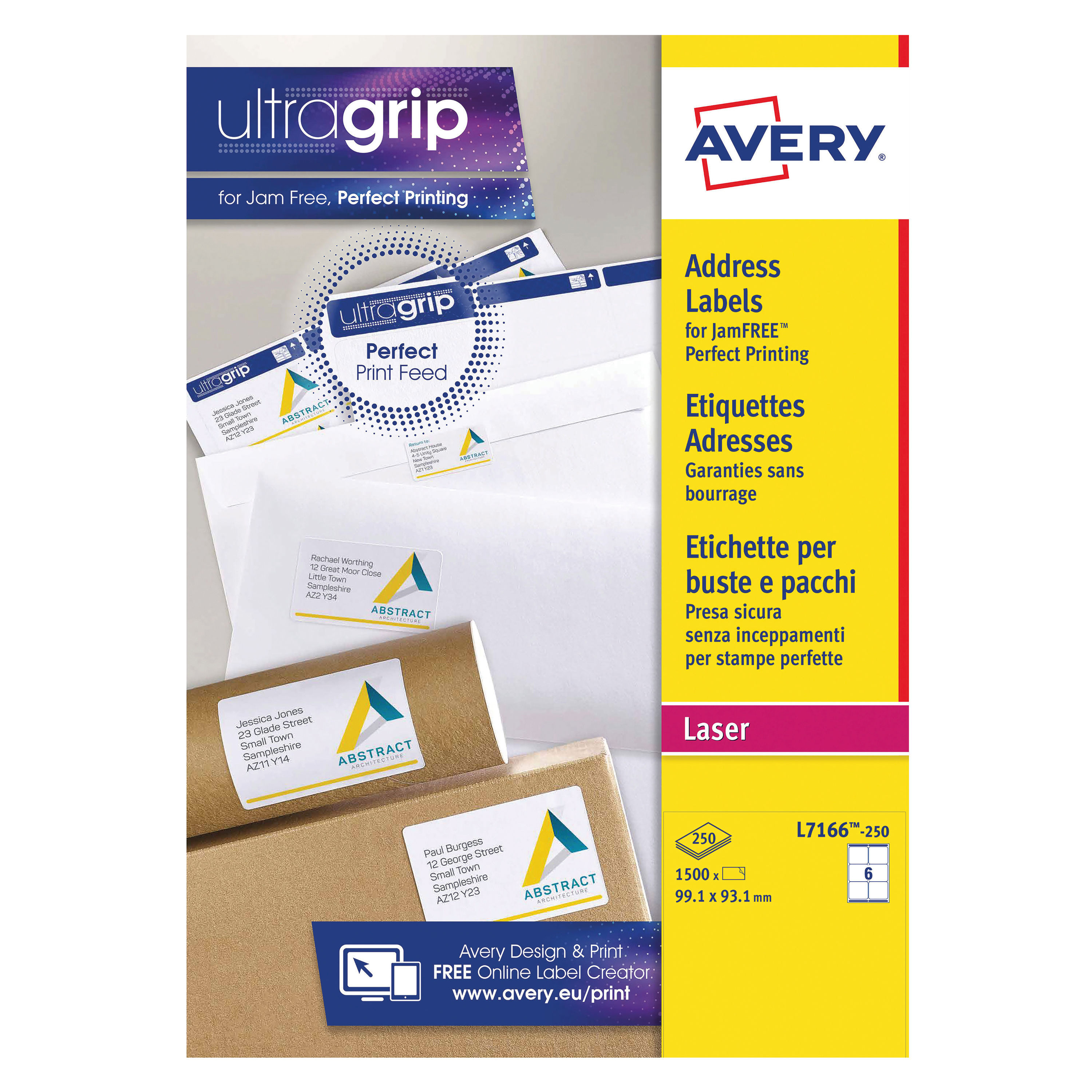 Avery Ultragrip Laser Label 99.1x93.1mm White (Pack of 1500) L7166-250