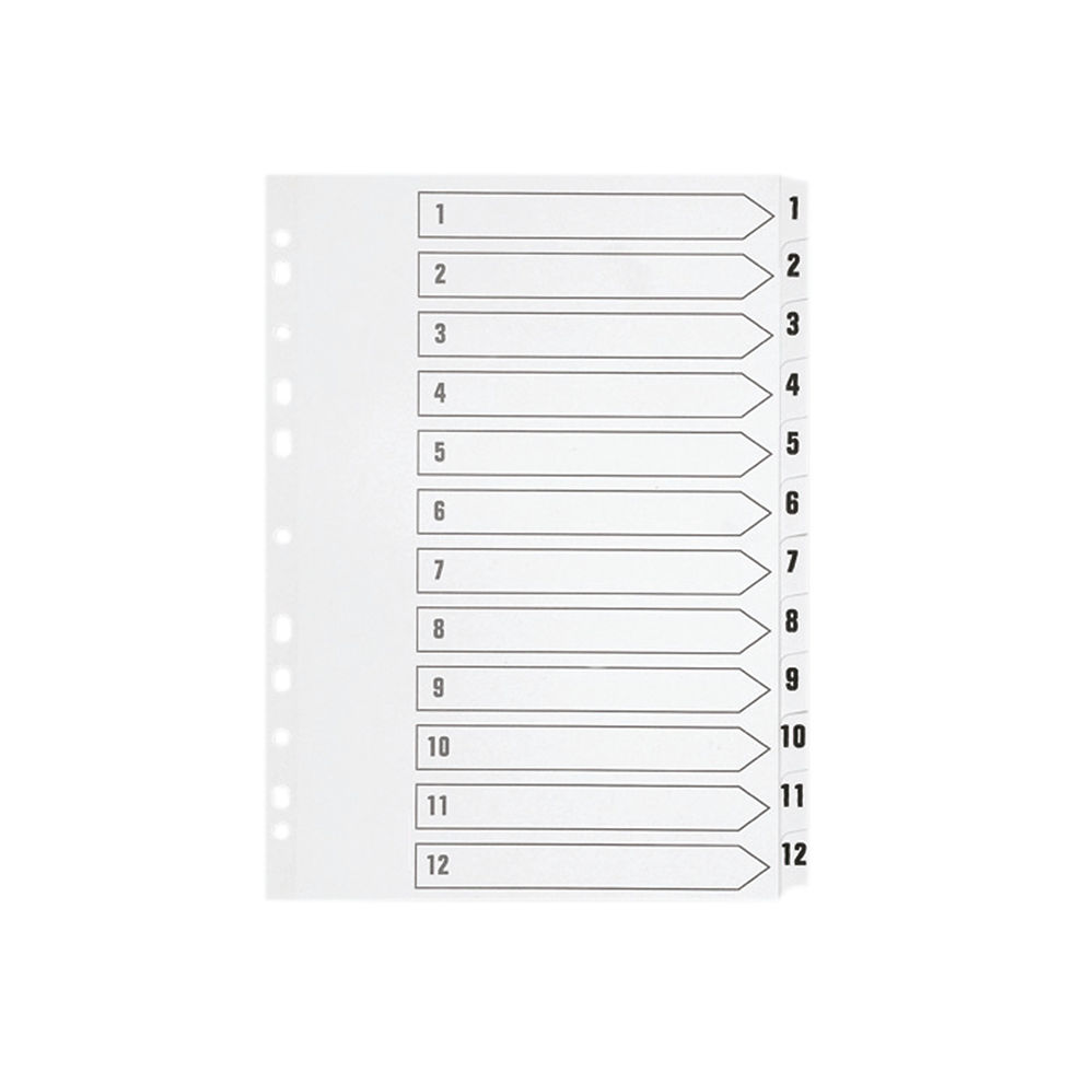 Thumbnail: Q-Connect 1-12 Index Multi-Punched Reinforced Board Clear Tab A4 WhiteKF01529