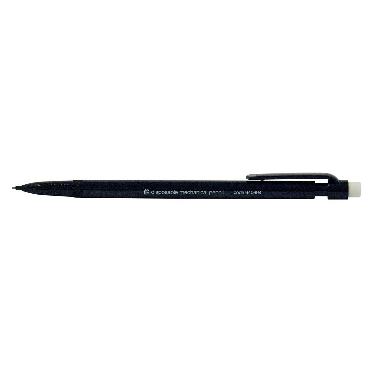 5 Star Office Mechanical Pencil Retractable Disposable with 0.7mm Lead Black Bar