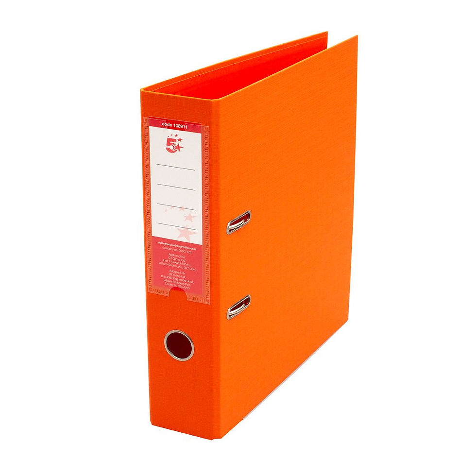 Thumbnail: 5 Star Premium Lever Arch File A4 70mm Spine Polypropylene Orange (Pack of 10) 1