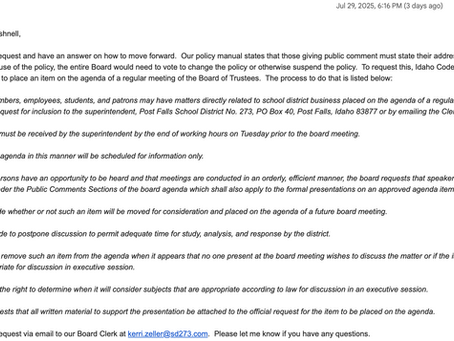 PFSD Public Comment Policy Needs to Change