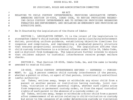 Child Custody Bill - HB668