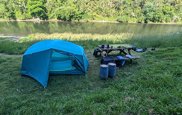 Campement après une journée de marche en Nouvelle-Zélande