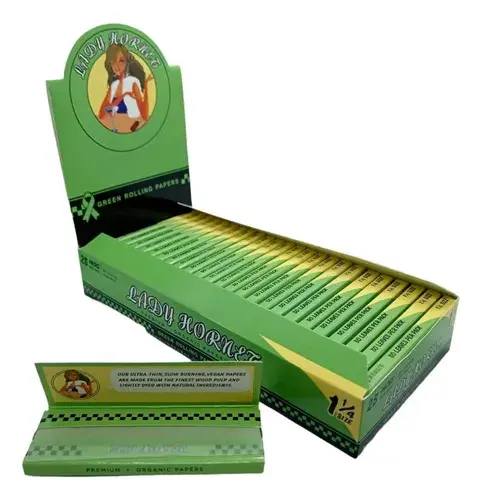 Papel para Fumar #9 Rolling Papers Cueros Lady Hornet Verde x25