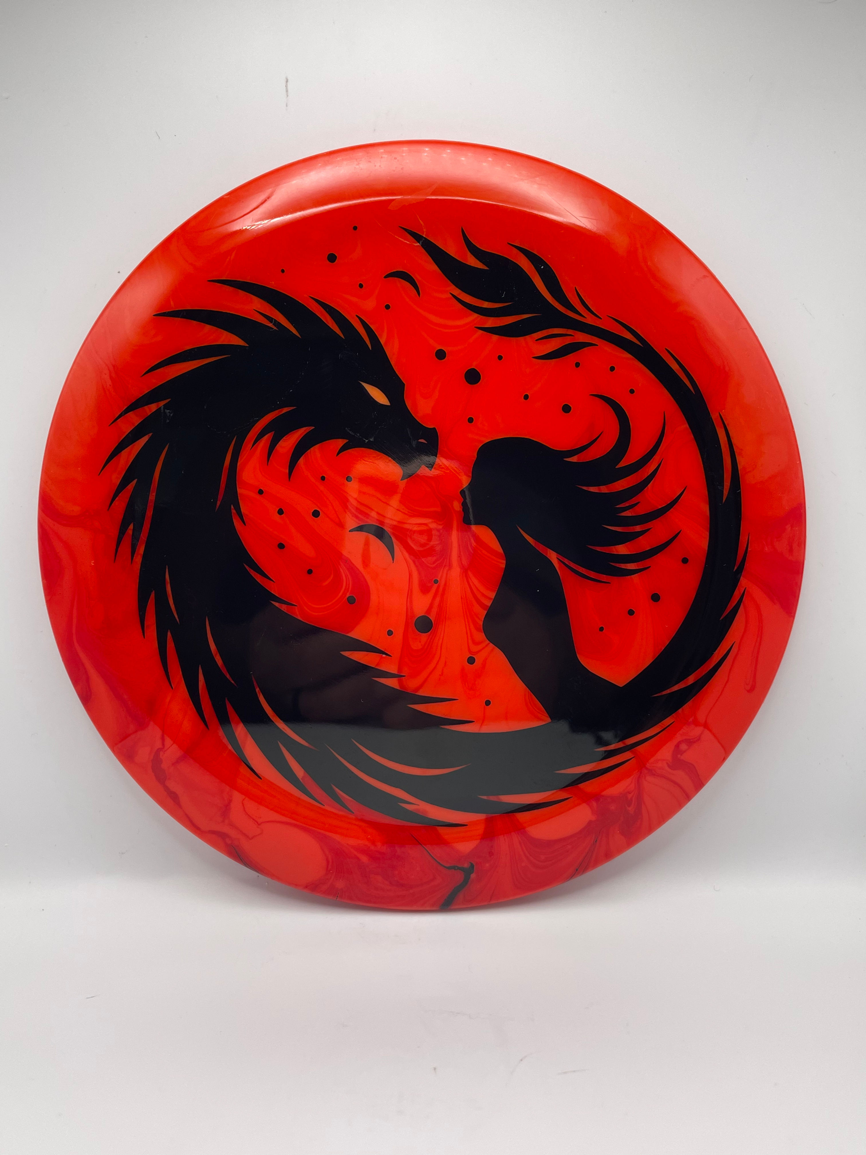 Red and Orange Fiery Dragon and Woman Turbulence