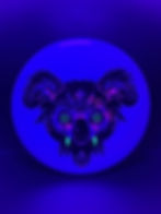 Frontside Purple and Magenta Tribal Koala Glitch under blacklight