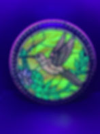 Frontside Stained Glass Hummingbird Glitch under blacklight