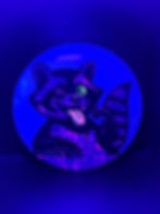 Frontside Purple and Magenta Cell Sassy Raccoon Grace under blacklight