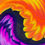 Thumbnail: A zoomed in view of a  yin yang inspired wave of yellow and orange crashing into a sea of purple and pink.