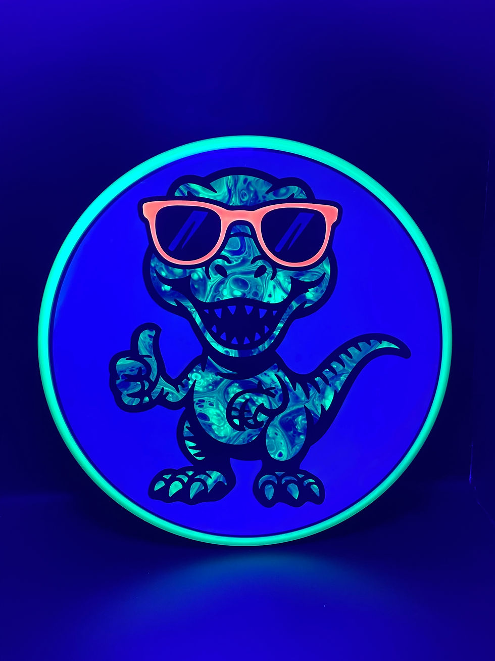 Frontside Green Chill T-Rex Zone under blacklight