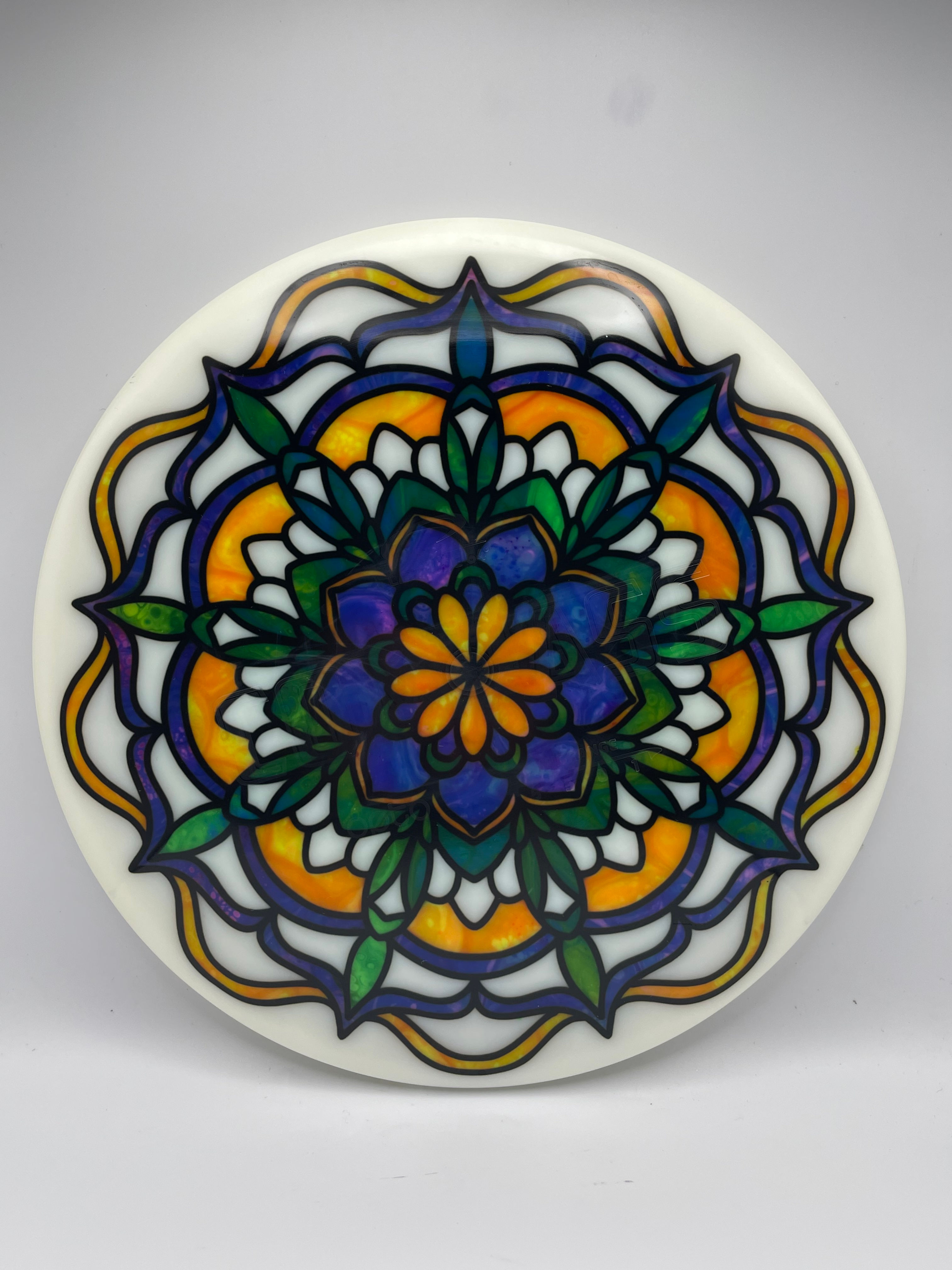 Frontside Orange, Green and Purple Mandala Compass