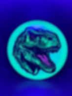 Frontside Green Tyrannosaurus Rex Head Heat under blacklight