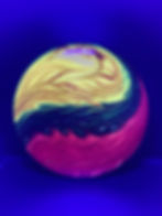 Frontside Orange, Black and Red Wavy Yin Yang Glitch under blacklight